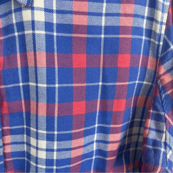 Duluth Trading plaid flannel tunic shirt in muted blue/wht/pink-Woman’s XL - Picture 4 of 11